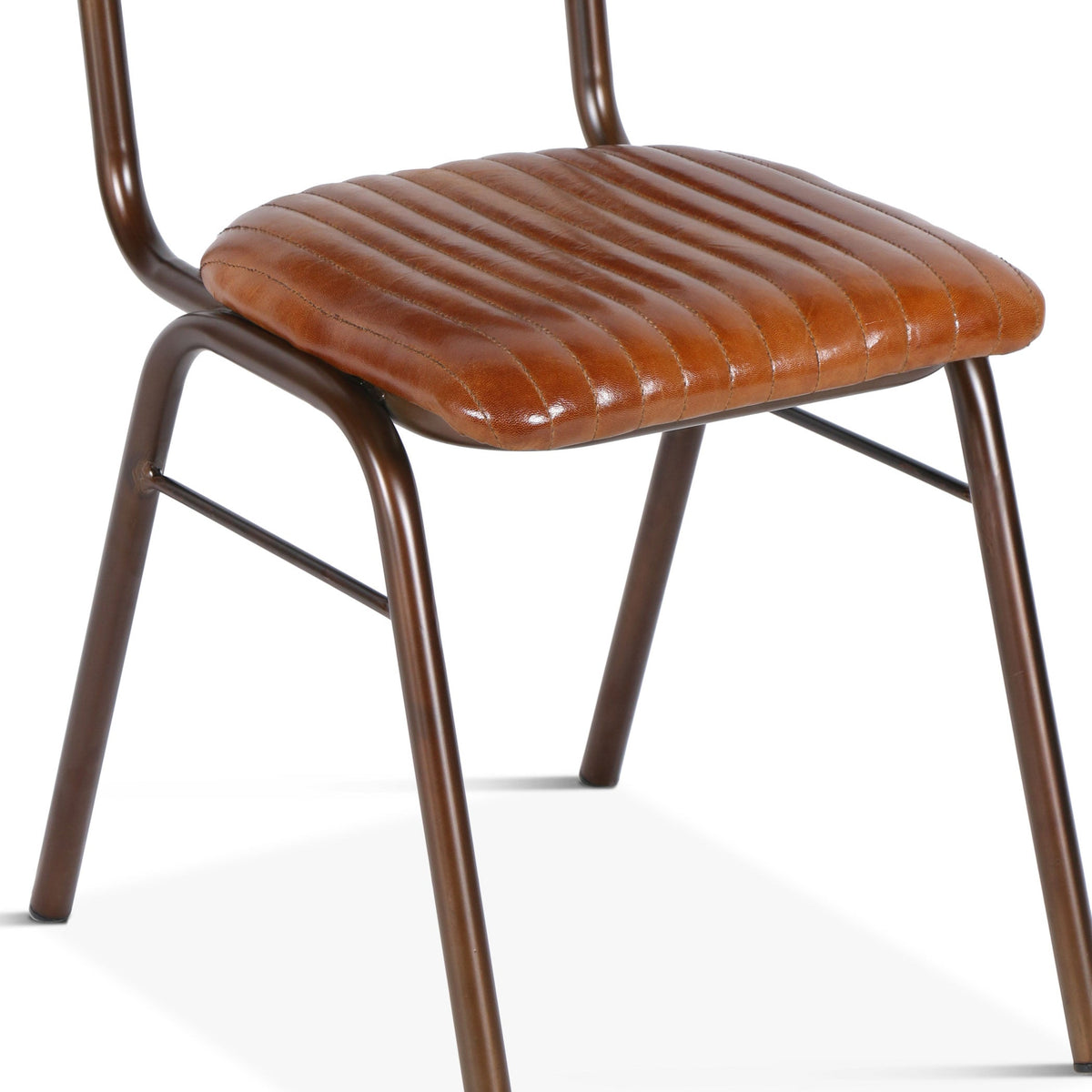 16" Antique Ribbed Saddle Leather Dining Chair