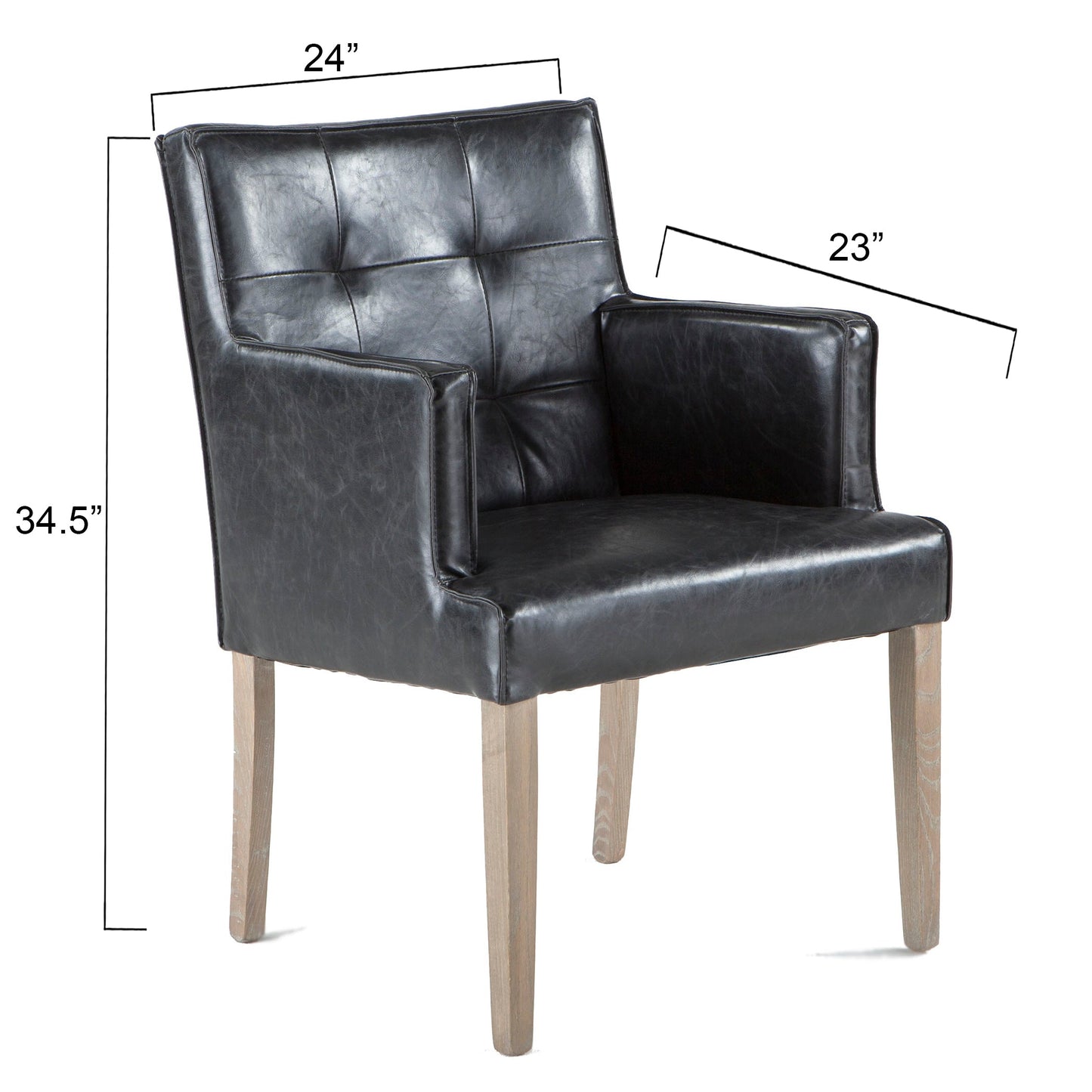 24" Black Eco Leather Dining Armchair