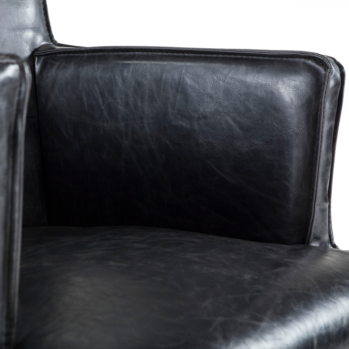 24" Black Eco Leather Dining Armchair