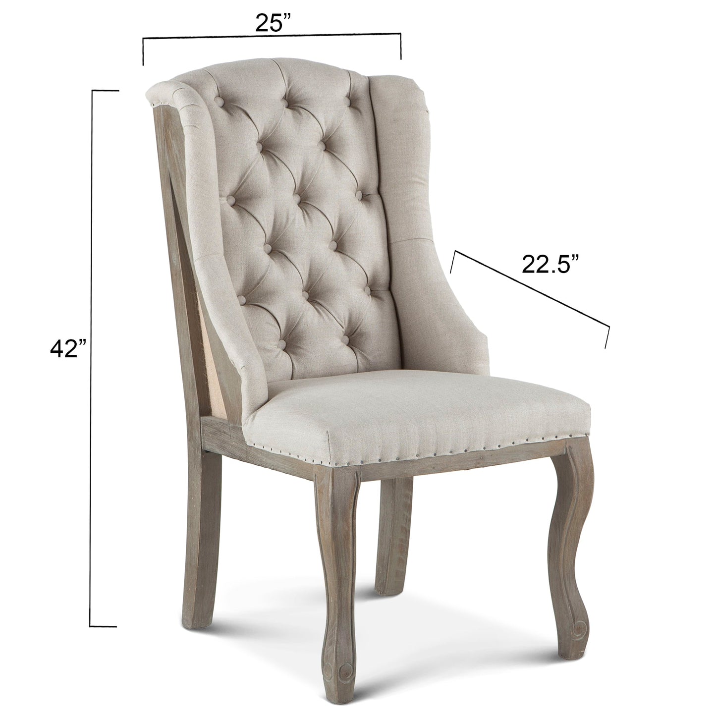 25" Off-White Linen Tufted Dining Chair