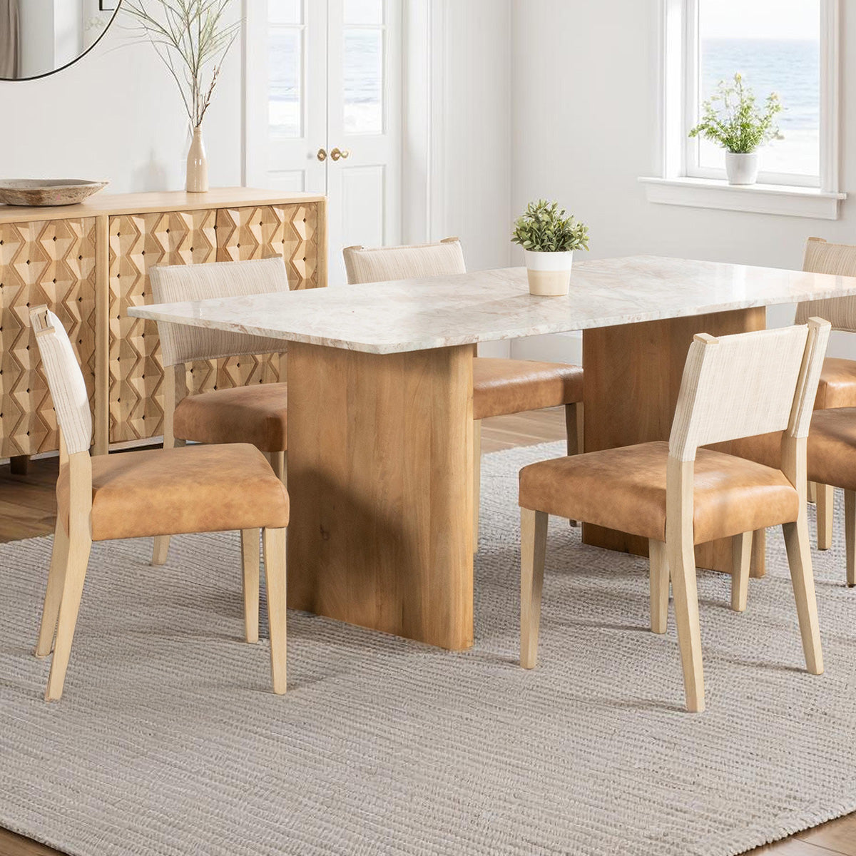 20" Durango Linen Leather Dining Chair