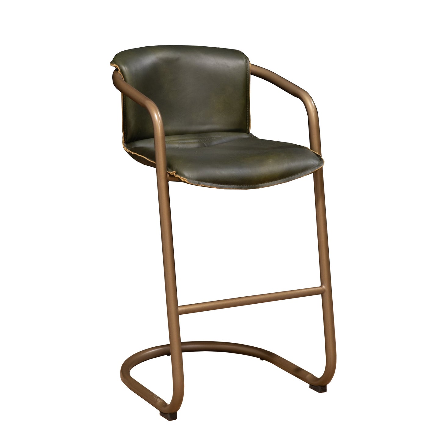 22" Emerald Green Leather Bar Chair