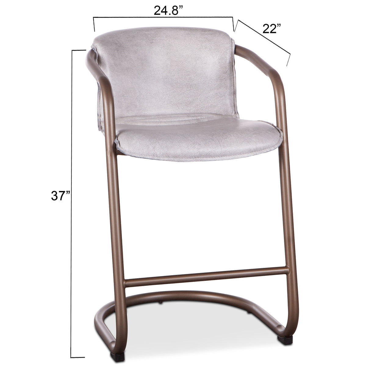22" Vintage White Leather Counter Chair