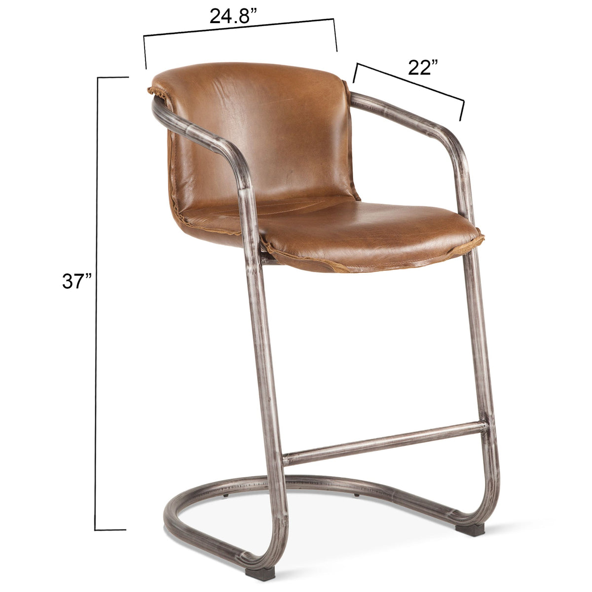 22" Chestnut Leather Counter Chair