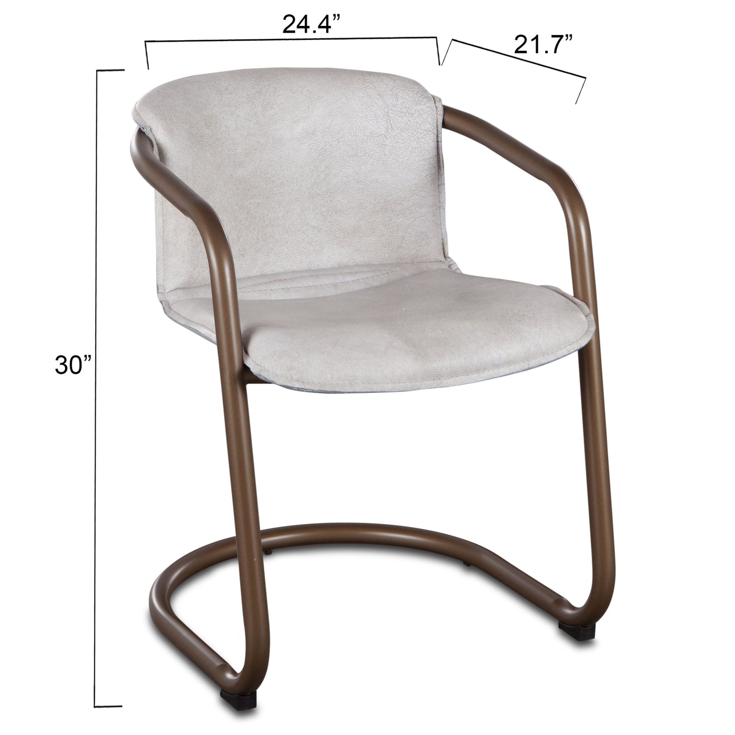 22" Vintage White Leather Dining Chair