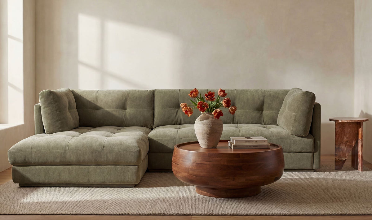 33" Natural Mango Wood Storage Coffee Table