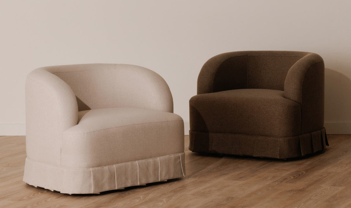 32" Beige Upholstered Swivel Accent Chair