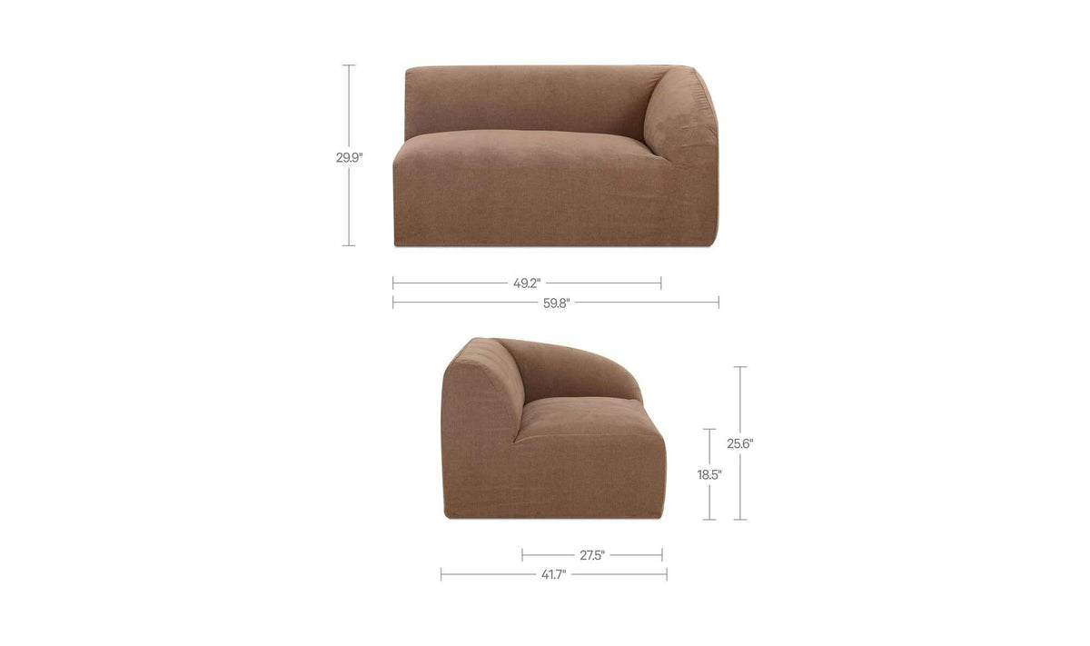 59.8" Mocha Upholstered Right Facing Right Arm Facing Chair