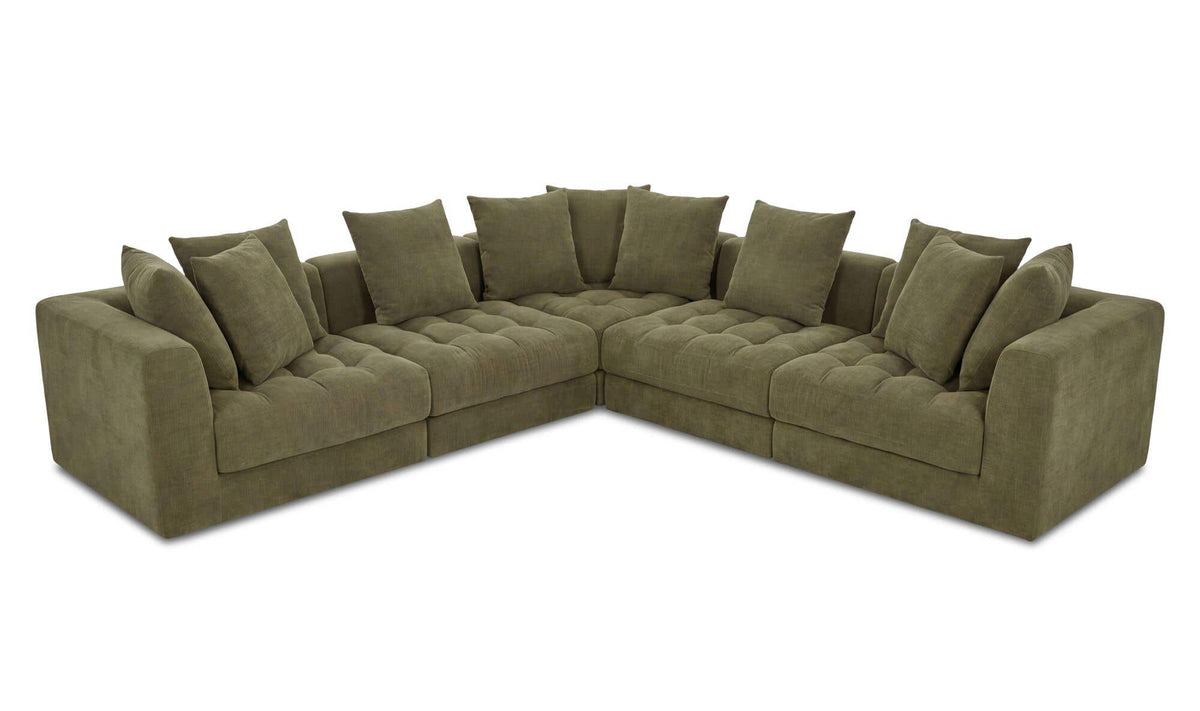 234.5" Olive Upholstered L-Shaped Modular Sectional