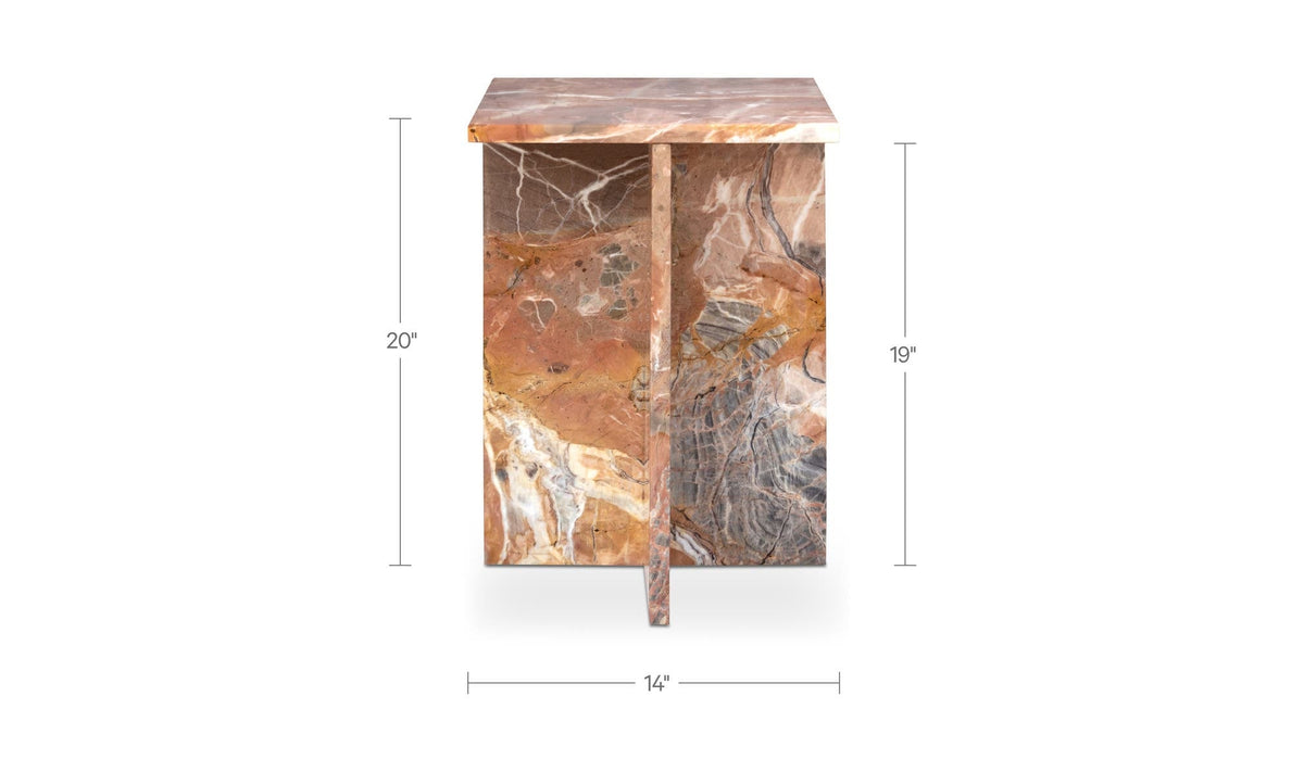 14" Orange Lavante Marble Side Table
