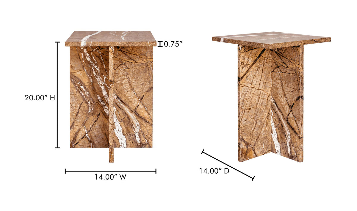 14" Golden Forest Marble Side Table