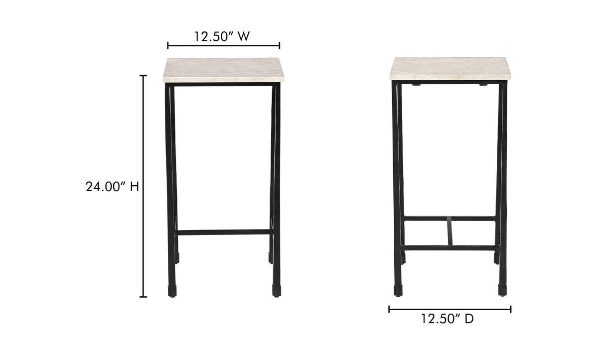 12.5" Botticino Marble Side Table