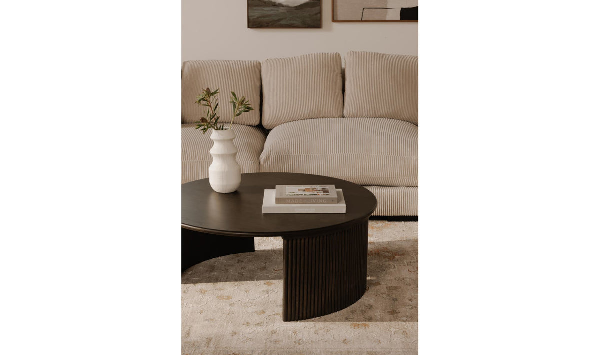39" Dark Brown Solid Oak Coffee Table