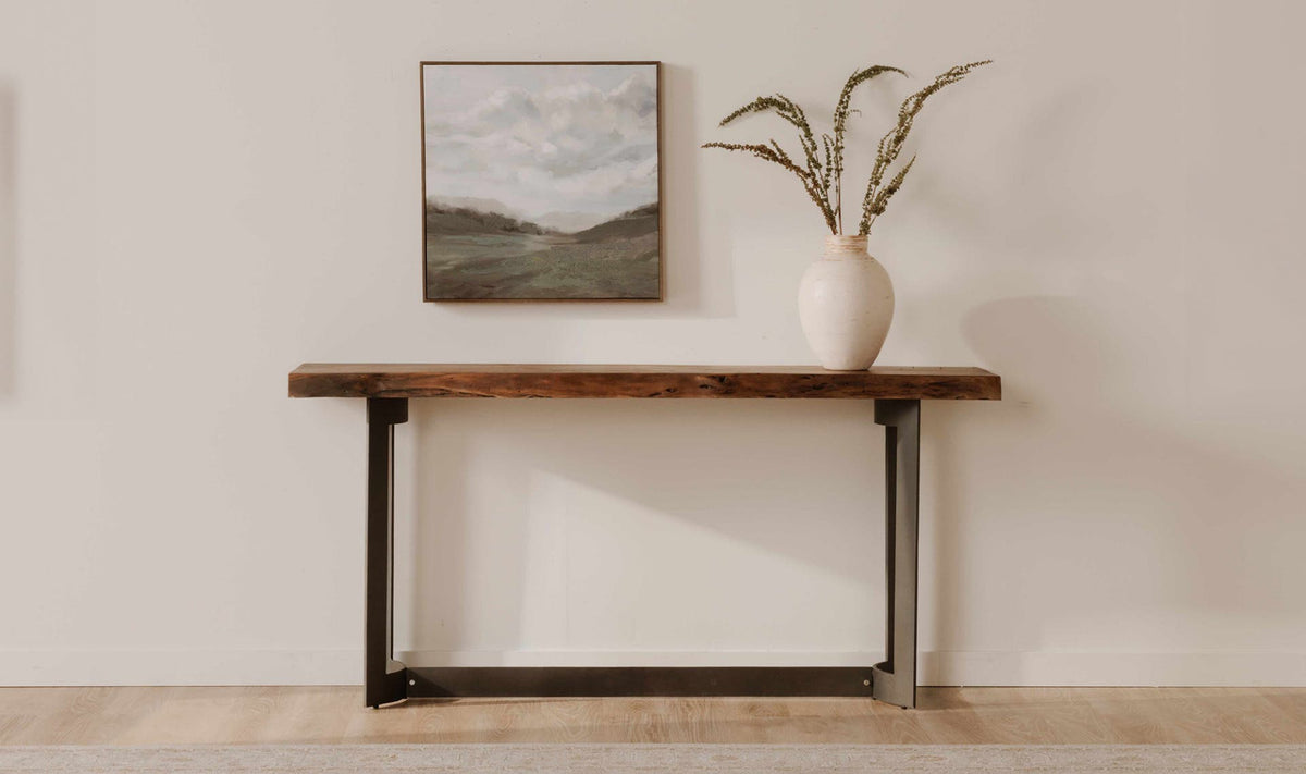 68" Brown Acacia Console Table