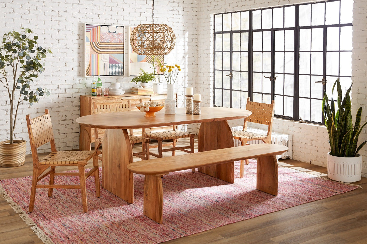 79" Natural Acacia Wood Dining Table