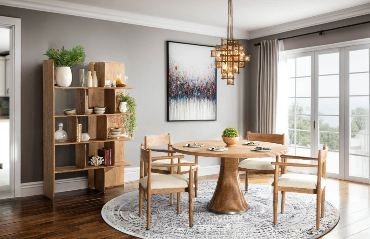 54" Natural Brown Mango Wood Round Table