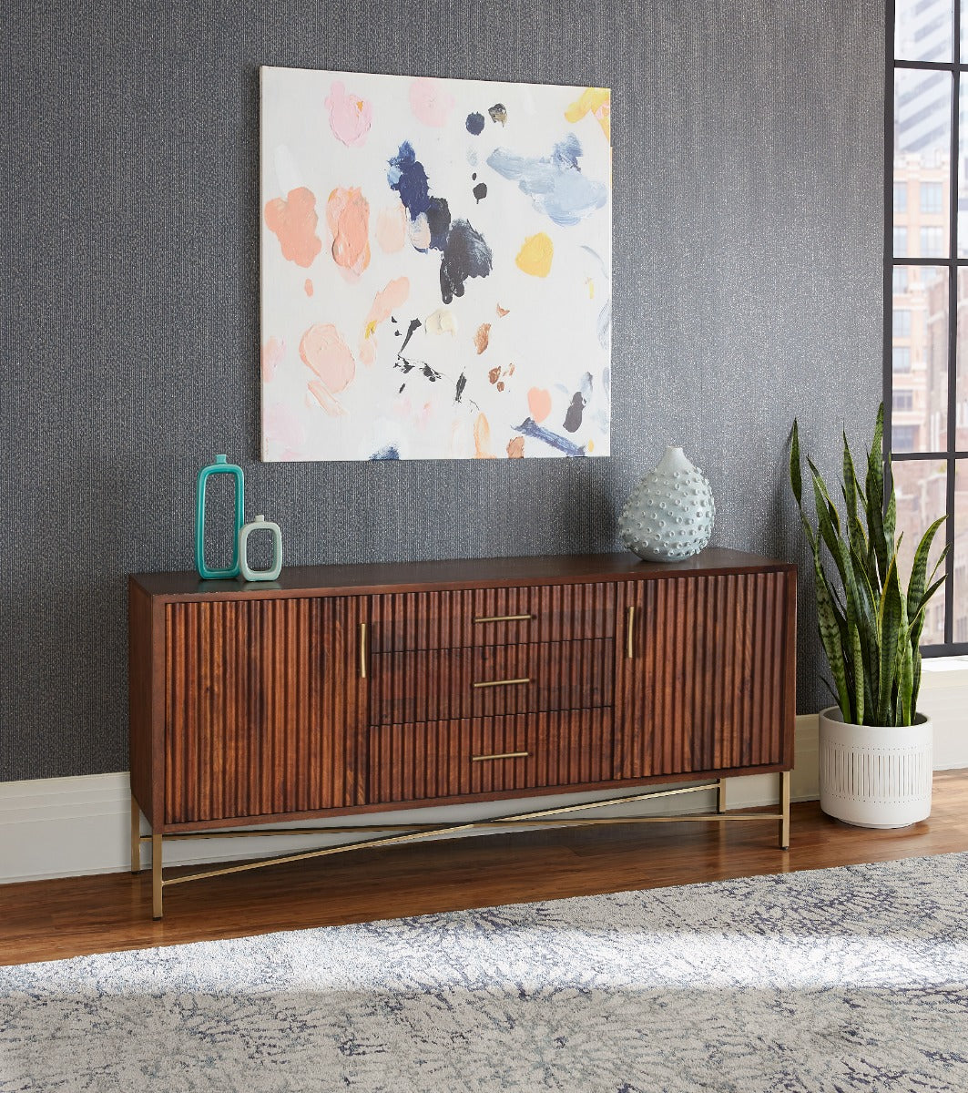 68" Honey Brown Mango Wood Sideboard