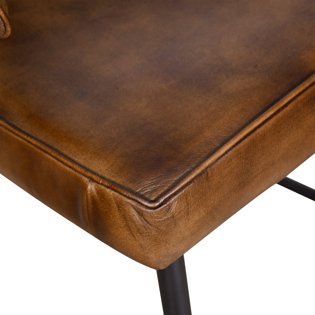 22" Hand Washed Chestnut Leather Counter Chair