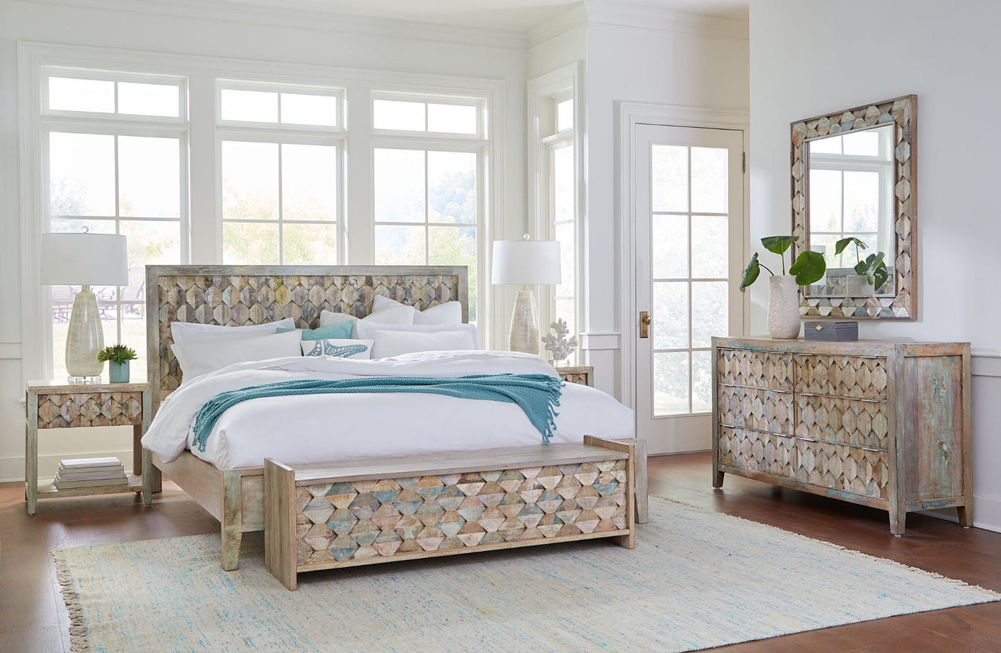 80" Vintage Teal Reclaimed Wood King Size Bed
