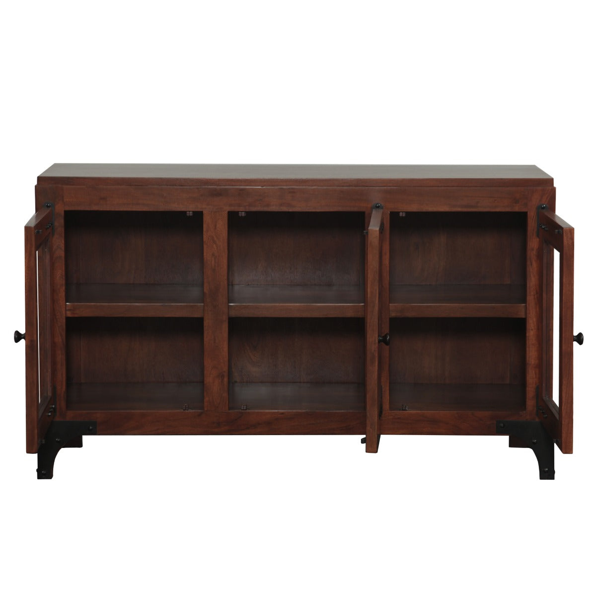 58" Dark Walnut Acacia Wood Cabinet