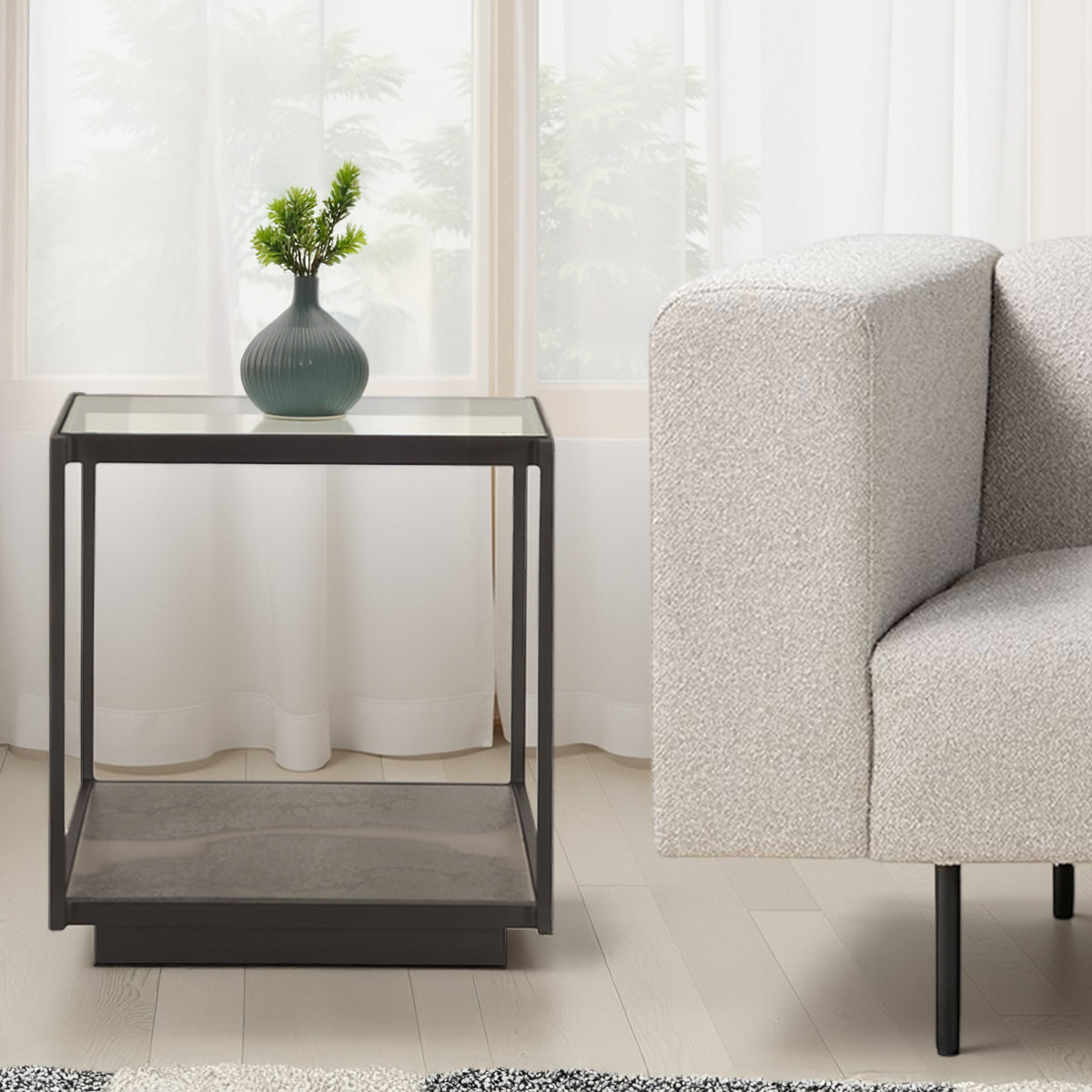 18" Oxidized Black Metal Side Table