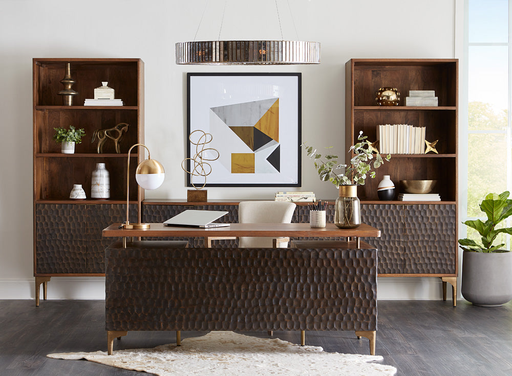 66" Two-Tone Carved Office Desk