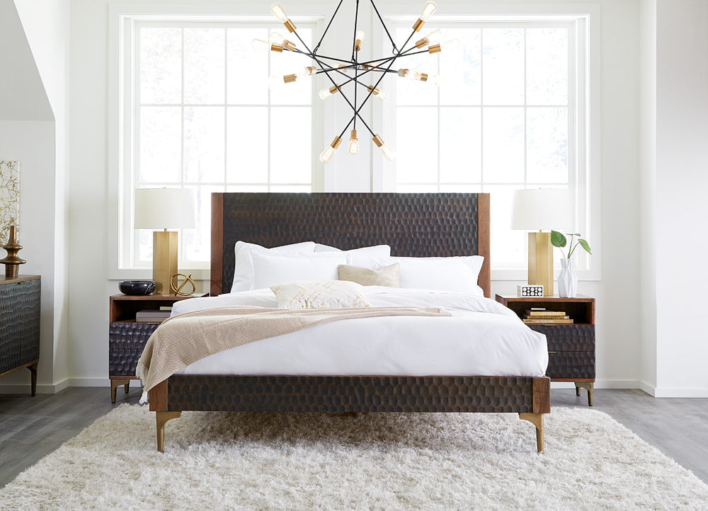 80" Two-Tone Carved Wood King Size Bed