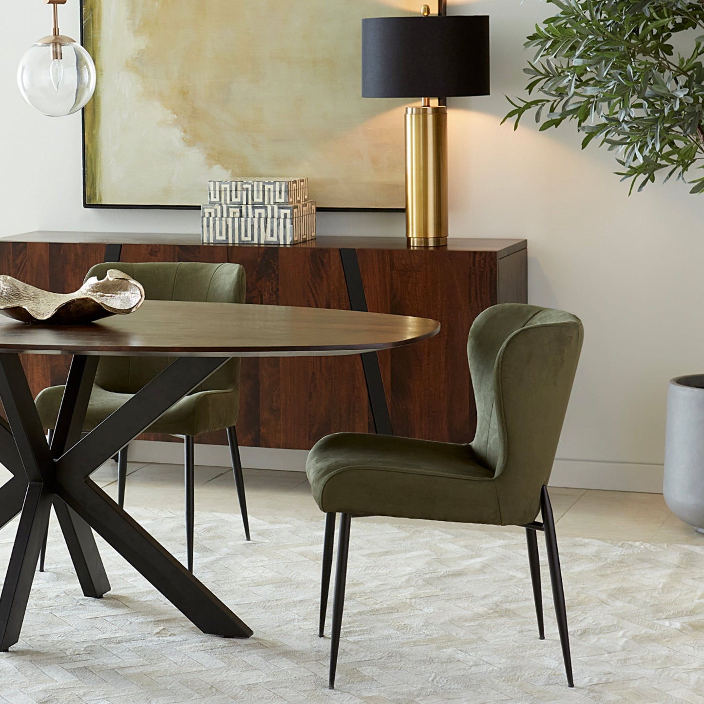 20" Dining Chair in Green Eco Suede