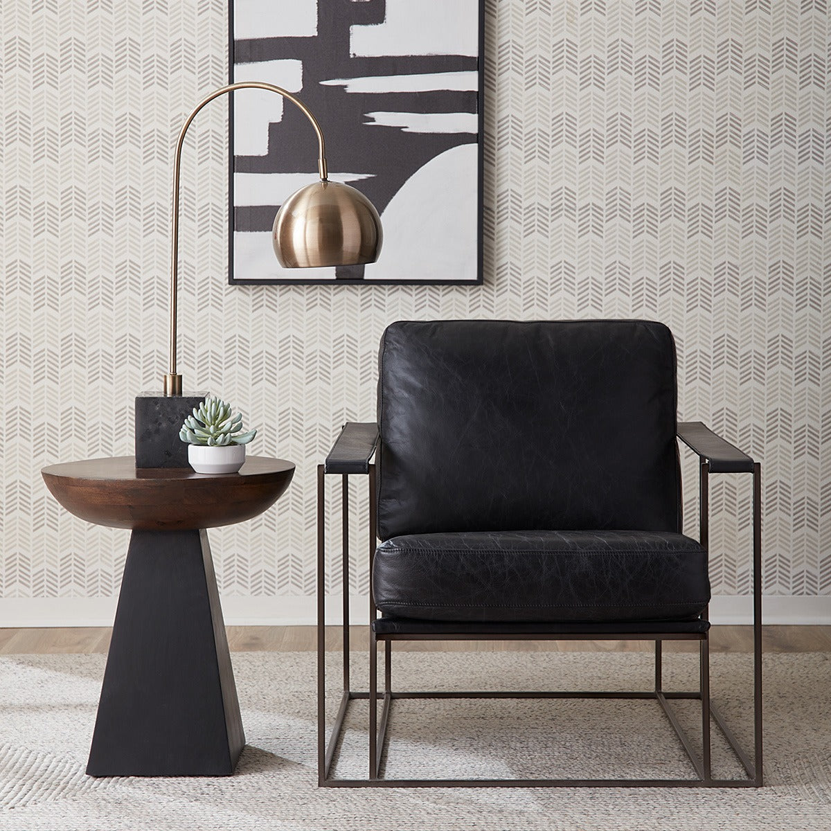 30" Ebony Black Leather Accent Chair