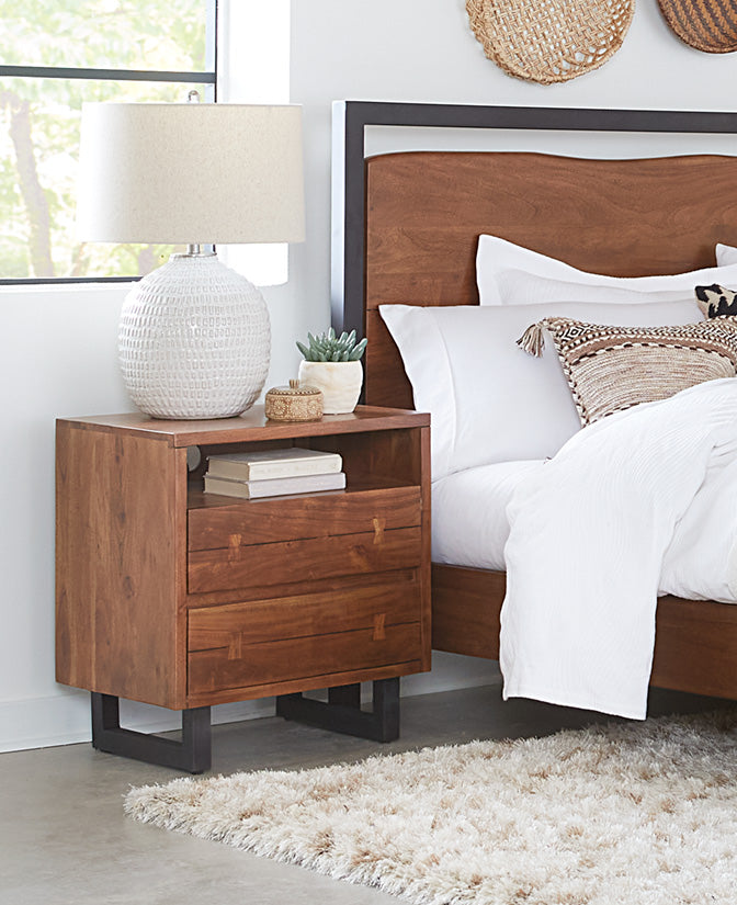 24" Walnut Wood Nightstand