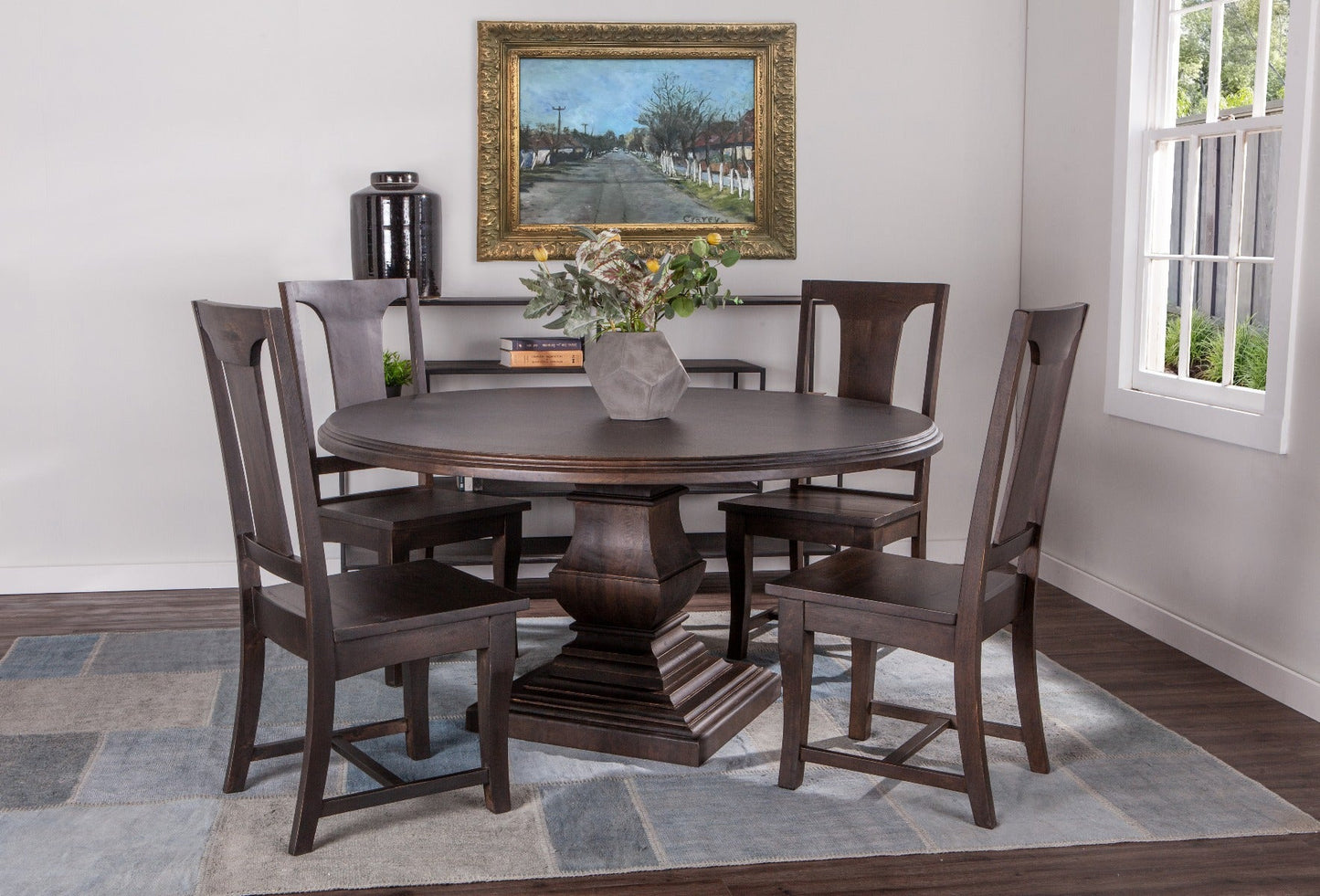 72" Vintage Brown Round Dining Table