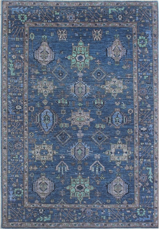 Timeless Elegance: Blue Woolen Masterpiece 102SK393 - 7 X 9