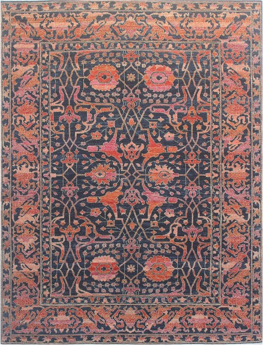 Elegant Navy and Coral Traditional Wool Rug 102SK408 - 9 X 11