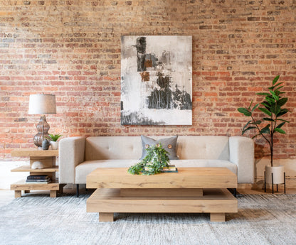 55" Natural Distressed Oak Coffee Table