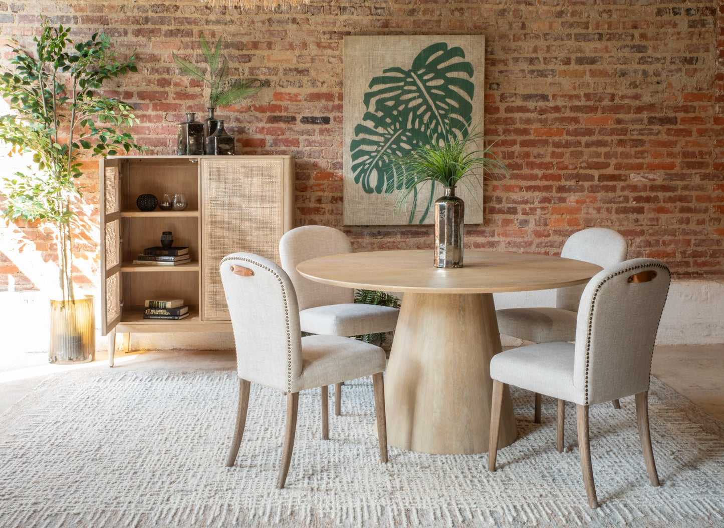 54" Natural White Mango Wood Round Table