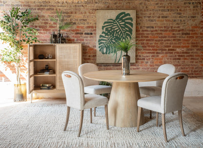 54" Natural White Mango Wood Round Table