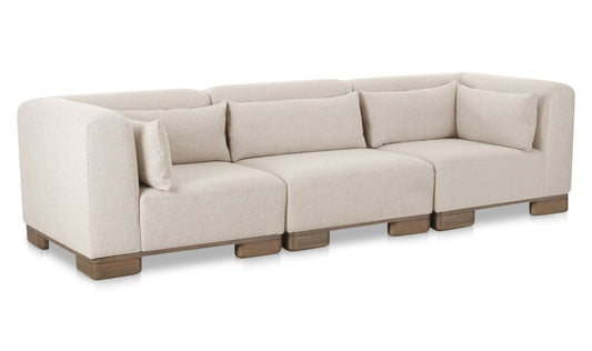 115" Oatmeal Upholstered Modular Sofa