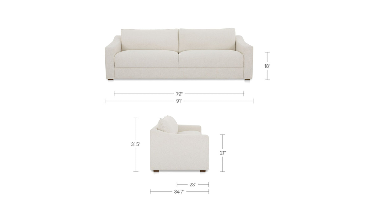 91" Flecked Oat Upholstered Sofa