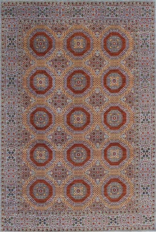 Elegance in Tradition: Woolen Geometric Masterpiece 86SK128 - 8 X 12