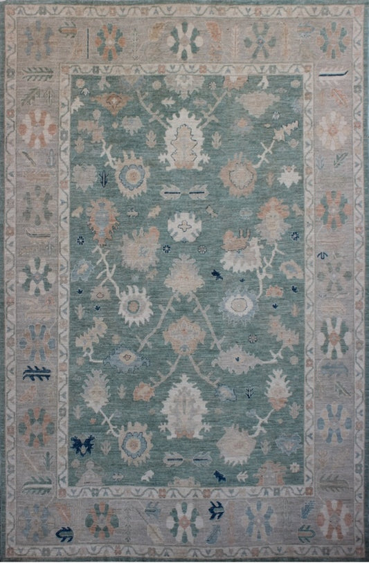 Elegant Sage Oushak Woolen Rug 90SK1016 - 11 X 14
