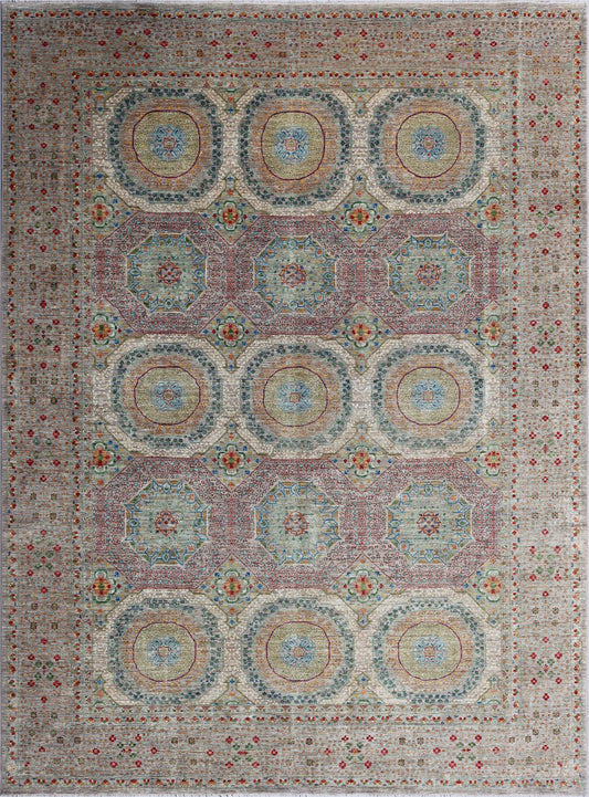 Elegant Geometric Woolen Rug 90SK1188 - 10 X 14