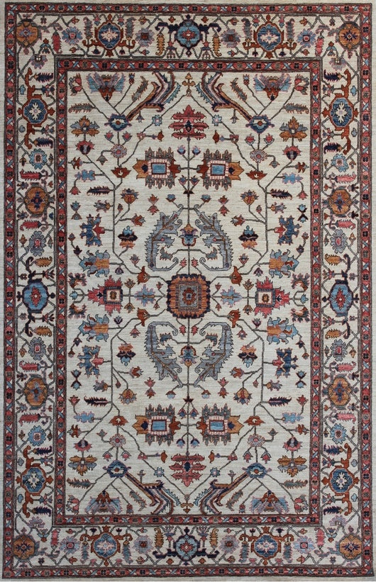 Elegance in Wool: Traditional Hand-Woven Masterpiece 90SK1330 - 7 X 9