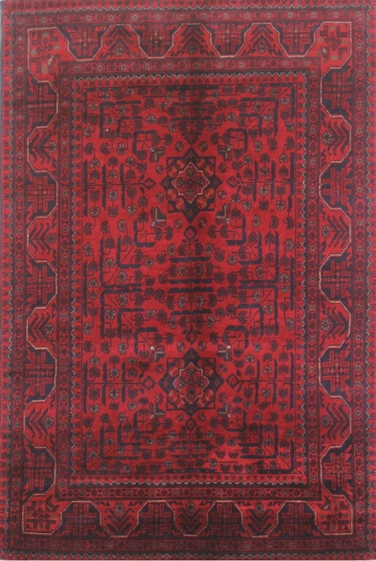 Exquisite Traditional Red and Black Woolen Rug 90SK810 - 4 X 5