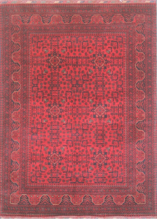 Elegant Handcrafted Red Woolen Rug 90SK854 - 5 X 7