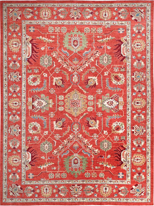 Timeless Elegance: Handcrafted Traditional Woolen Rug 90SK31 - 11 X 14