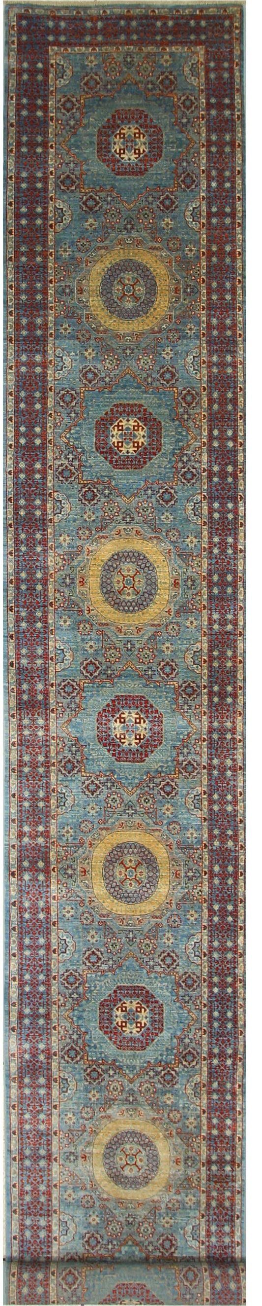 Elegance in Tradition: Handwoven Wool Runner Rug 91SK279 - 2 X 17