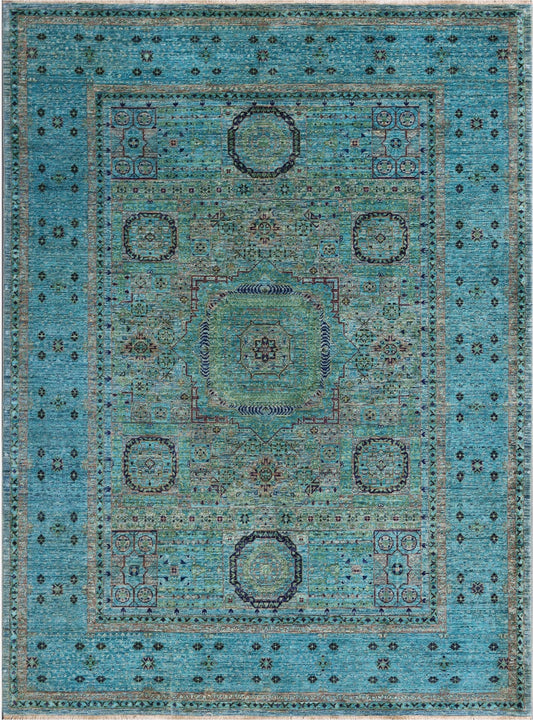 Majestic Blue Elegance Woolen Rug 91SK185 - 6 X 8