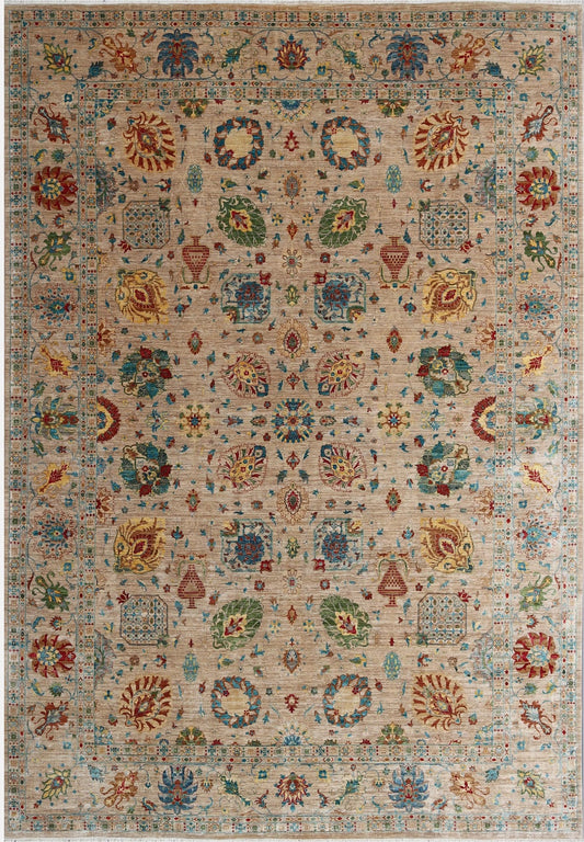 Elegance in Wool: Traditional Floral Rug 91SK22 - 11 X 14