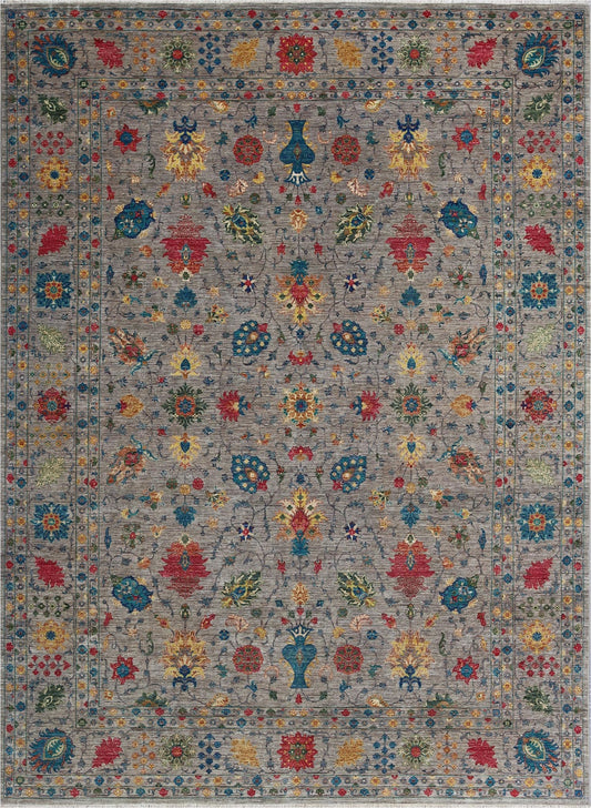 Elegance in Tradition: Artisanal Woolen Rug 91SK40 - 8 X 11
