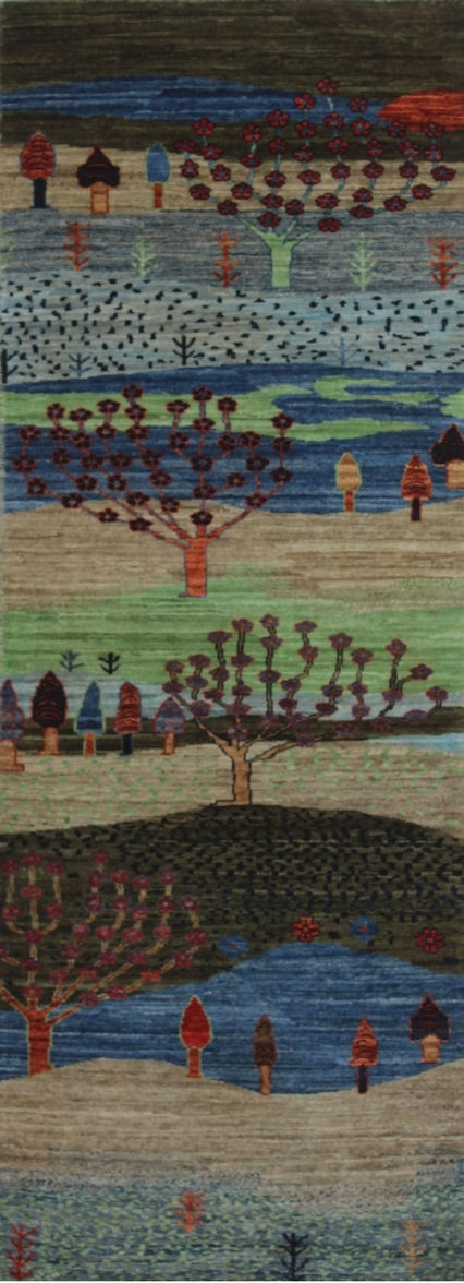 Serene Landscape Woolen Rug 93SK1377 - 3 X 8